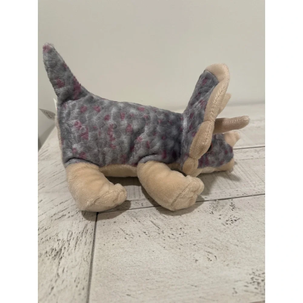 Wild Republic Triceratops Dinosaur Plush Stuffed Animal Grey Purple Tan 8 Inch